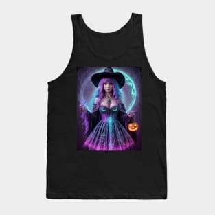 Halloween Spooky Neon Black Magic Witch Tank Top